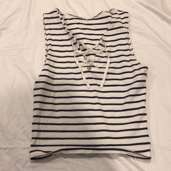 Garage Tops - 🎀 6/$20 🎀 Striped Lace Up Tank Top